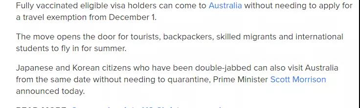 澳洲边境开放最新消息:29种签证都可免隔离入境